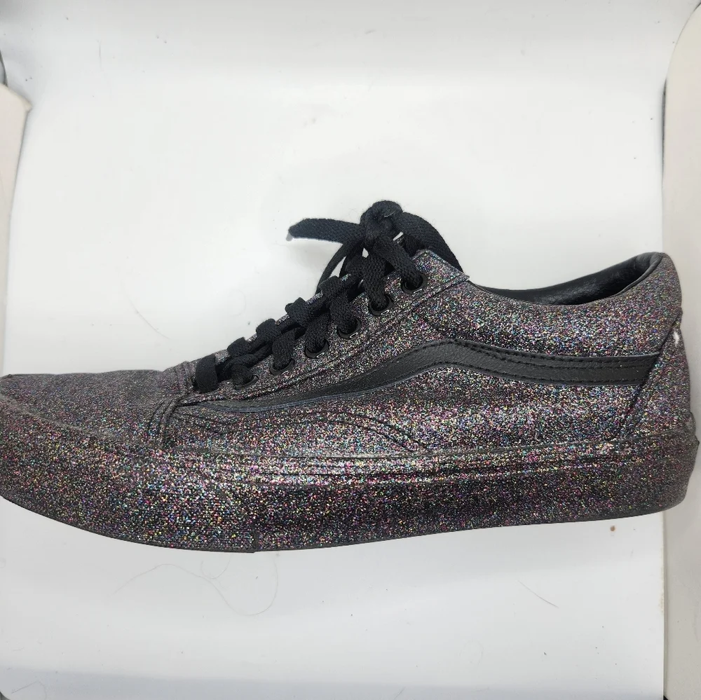 Vans Womens Size 9 Glitter Purple And Black Low Top Lace Up Sneakers Old Skool
